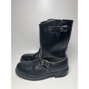 Vintage Brahma Steel Toe Motorcycle Boots Size 10.5  USA Made Engineer Buckle